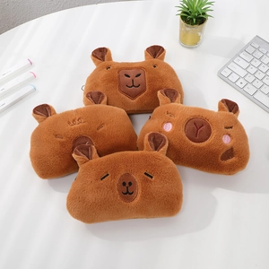 Trousse à Crayons en Peluche Capybara Mignonne Grande Capacité Sac de Rangement de Papeterie Forme d'Animal Doux Boîte à Stylos Pour Étudiants École Bureau