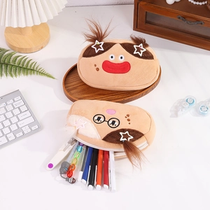 Funny cartoon plush pencil cases with creative facial expressions for students