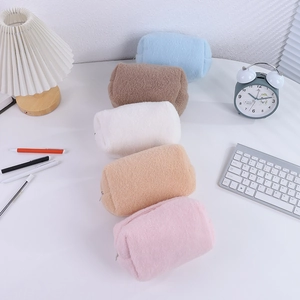 Plush Pencil Case Soft Faux Fur Large Capacity Stationery Bag Minimalist Student Pen Organizer Cosmetic Pouch