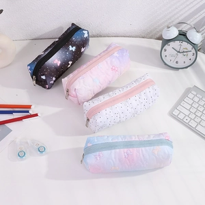 Astuccio Kawaii Con Fiocco Grande Capacità Trapuntato in Poliestere Borsa per Cancelleria Organizer per Trucco per Studenti Ragazze Ufficio Scuola