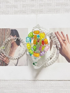 Colorful handmade heart beaded mini crossbody jelly bag in vibrant candy colors