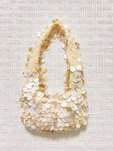 Sac à Épaule Femme Perlé en Coquillage Cousu Main Style Bohème Sac à Main Nacre pour Vacances Fête Mariage Sac de Soirée