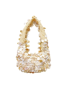 Sac à main élégant avec paillettes nacrées et détails cousus main pour femmes chic