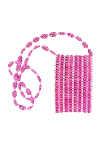 Sac bandoulière en perles acryliques roses et blanches avec bandoulière pour téléphone