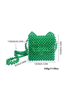 Spécifications de taille pour le sac à bandoulière vert fait main avec oreilles de chat