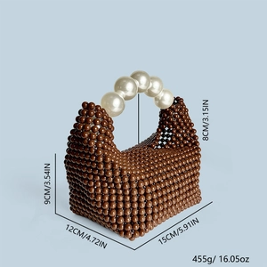 Tableau des tailles détaillé du sac à main perlé à la main avec poignée en perle