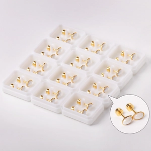 Geometric Oval Stud Earrings Stainless Steel With Shell Minimalist Screw Back Antiallergic Jewelry For Women