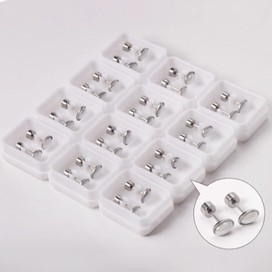 Set of 12 pairs stainless steel stud earrings with white shell inlay on white tray