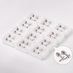 Cross crystal stud earring set with 12 pairs of stainless steel barbell earrings in boxes
