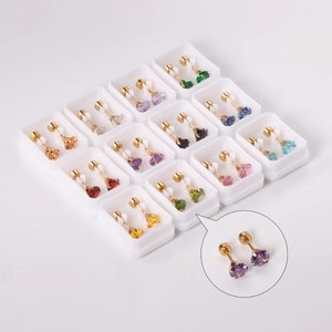 Boucles Oreilles Clous Acier Inoxydable Zircon Cubique Rond Quatre Griffes Fermoir À Vis Twist Bijoux Mode Femmes