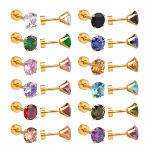 Lot de 12 paires de boucles d'oreilles en zircon multicolore et acier inoxydable doré