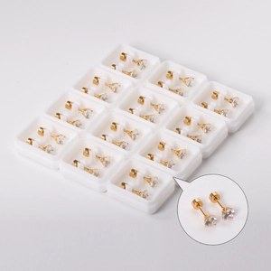 Round Cubic Zirconia Stud Earrings Stainless Steel Four Claw Twist Screw Back Hypoallergenic Classic Jewelry Women