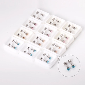 Square Zircon Stud Earrings Stainless Steel Screw Back Hypoallergenic Geometric Fashion Jewelry For Women
