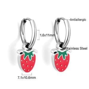 Dettagli degli orecchini a fragola in acciaio inossidabile con specifiche dimensionali