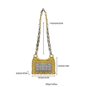 Detailed size specifications of the handmade silver sequin chain bag with dimensions