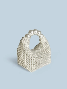 Sac à main vintage en perles fait main avec anse dégradée élégante et style luxe français