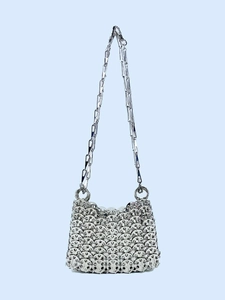 Handmade Metal Chainmail Sequin Crossbody Bag Industrial Style Shiny Shoulder Pouch For Women