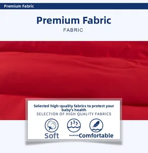 Macro shot of red quilted fabric detail showing soft texture and breathable stitching