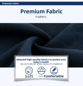 Detailed close-up of dark blue knitted fabric, showing breathable and soft texture