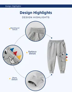 Détails du pantalon de sport enfant avec motif dinosaure et décors 3D colorés