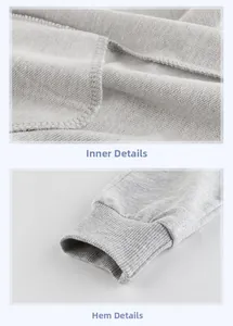 Détail du pantalon de sport gris pour enfant avec doublure polaire et bords-côtes