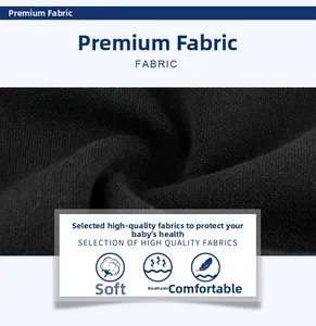 Macro detail of breathable black cotton knit fabric for baby joggers showing soft texture