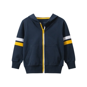 Jungen Baumwolle Kapuzenjacke Mit Reißverschluss Casual Kontraststreifen Langarm Sweatshirt Oberbekleidung Für Kinder