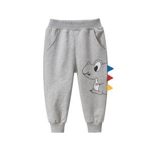 Pantalon de jogging gris pour enfant avec imprimé dinosaure et triangles 3D colorés