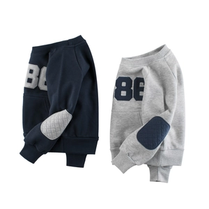 Kids Boys Girls Casual Cotton Blend Fleece Lined Pullover Sweatshirt Long Sleeve Raglan Top With Quilted Elbow Patches