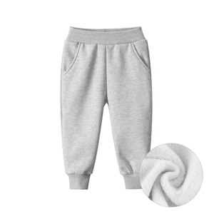 Classic grey fleece-lined joggers for boys with elastic waist and ribbed cuffs