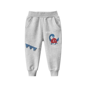Pantalon de jogging gris enfant avec motif dinosaure et détails 3D en relief coton