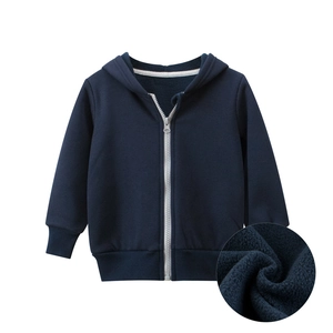 Veste à capuche en polaire bleu marine pour enfants avec fermeture éclair