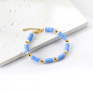 Bracciale Di Perline Bohémien In Acciaio Inossidabile Placcato Oro Argilla Polimerica Heishi Gioielli Di Moda Regolabili Donna