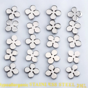 Detailed view of 20 pieces of hypoallergenic 316L stainless steel clover earring studs