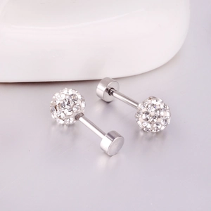 Boucles d'oreilles boules en cristal et acier inoxydable poli pour un style minimaliste