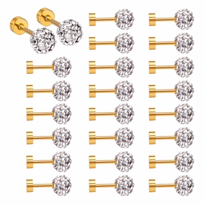 Parure de boucles d'oreilles rondes dorées avec pavé de cristaux brillants pour femme