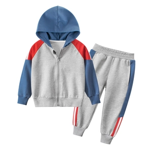 Kinder Baumwolle Kapuzenjacke Mit Reißverschluss Und Lange Hose Sportliches Farbblock Streifen Outfit Für Jungen Mädchen Freizeit Herbst Kleidung