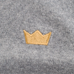 Gray long sleeve boys t-shirt with premium golden crown embroidery detail