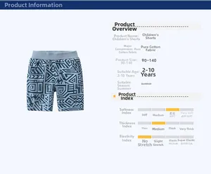 Détail du short d'été en coton pour garçons avec imprimé géométrique bleu marine