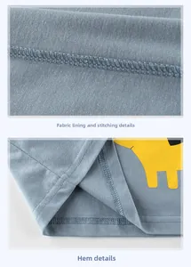 Detail view of cotton knit fabric texture with neat inner stitching and printed hem