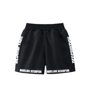 Boys Cotton Shorts Elastic Waist Letter Print Casual Sport Streetwear Kids Pockets