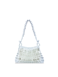 Transparent Acrylic Beaded Handbag Hand Woven Clear Bag With Inner Pouch Wedding Party Shoulder Bag For Women