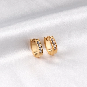 Boucles D'oreilles Créoles En Acier Inoxydable Avec Zircon Clair Ovale En Forme De U Bijoux Minimalistes