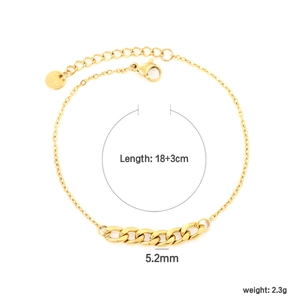 Gold minimalist stainless steel beaded chain bracelet with adjustable lobster clasp