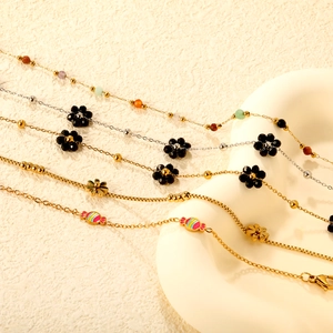 Bracelets à fleurs colorées en or et argent avec pendentifs de bonbons pour femmes