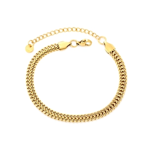Bracelet chaîne en acier inoxydable plaqué or 18K avec fermoir mousqueton pour femme