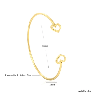 Bracelet jonc ouvert cœur plaqué or 18K avec diamètre de 60mm et design minimaliste