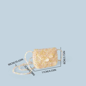 Mini Perlen-Tasche Maße 11x8x2 cm mit 90 cm langem Perlen-Schulterriemen