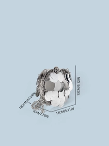 Silver sequin heart-shaped evening bag with a metal frame and detachable chain strap