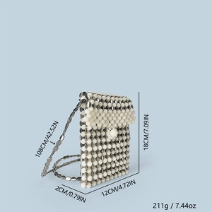 Schema delle dimensioni della mini borsa a tracolla fatta a mano con perline